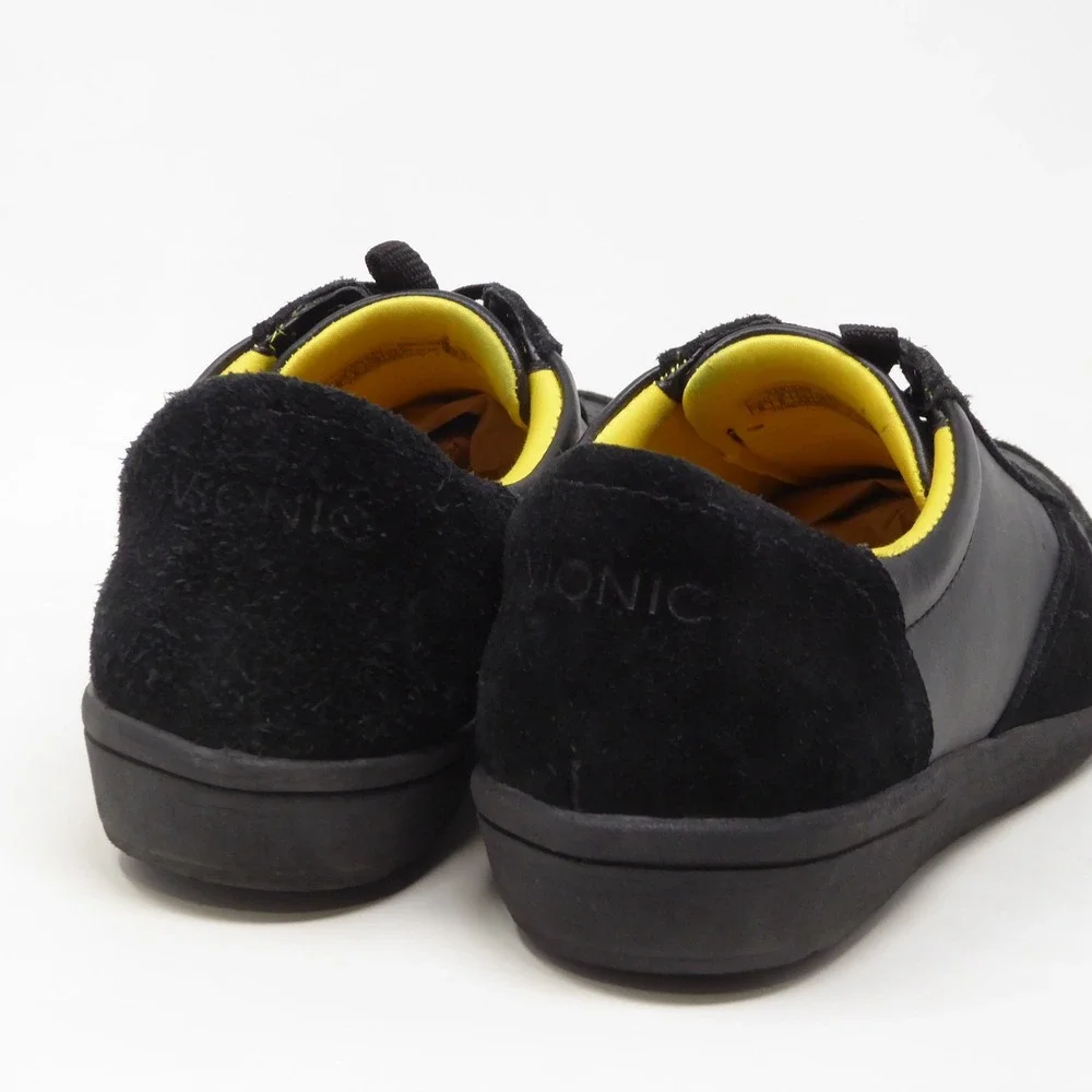 Vionic Womens Karigan Orthotic Sneakers Black Leather Suede Lace Up 8